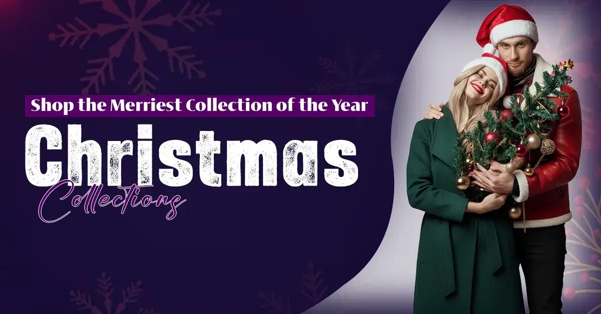 Christmas Collections featuring festive jackets and winter outfits for stylish, cozy holiday looks.