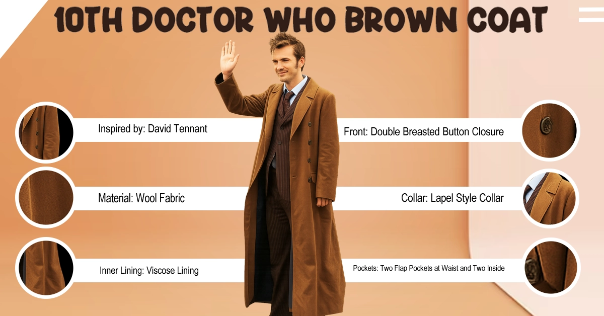 10th Doctor Who Brown Coat