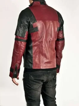 Alternative view of Black and Red Contrast Futuristic Slim Leather Jacket