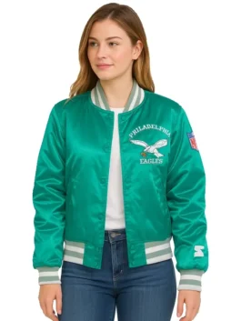 90’s Philadelphia Eagles Green Bomber Jacket