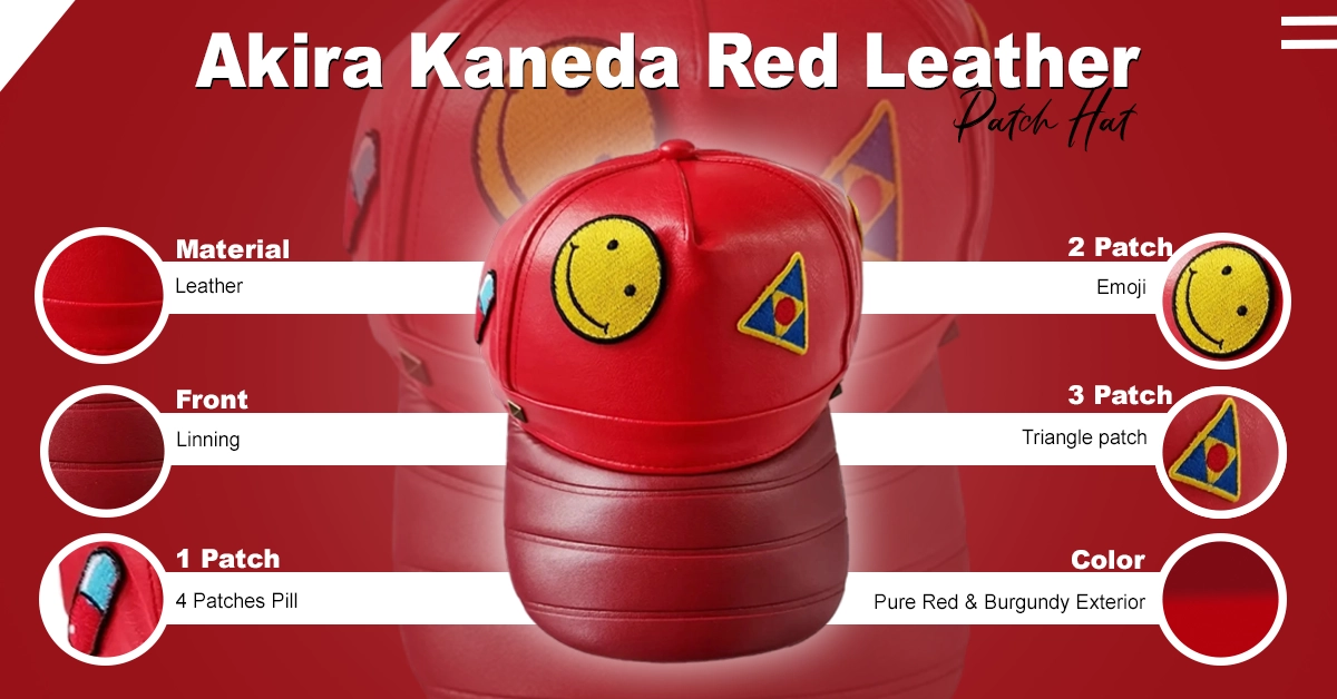 Akira Kaneda Red Leather Patch Hat
