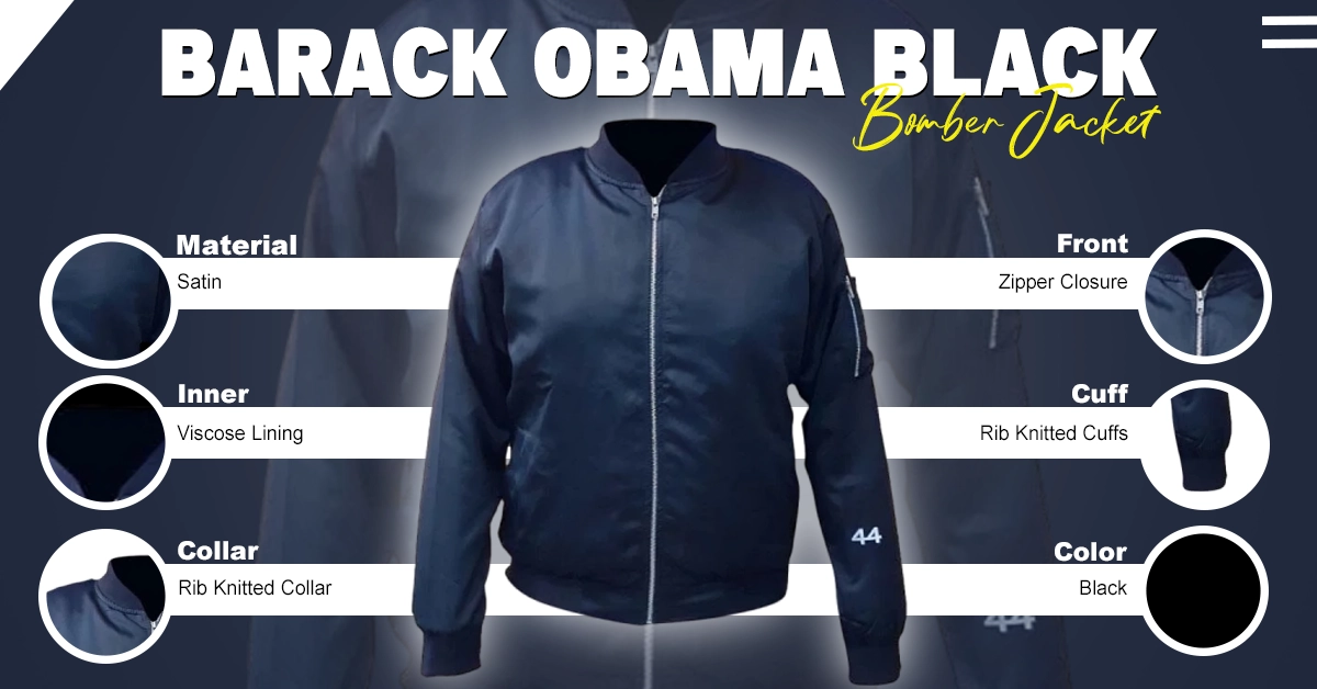 Barack Obama Black Bomber Jacket