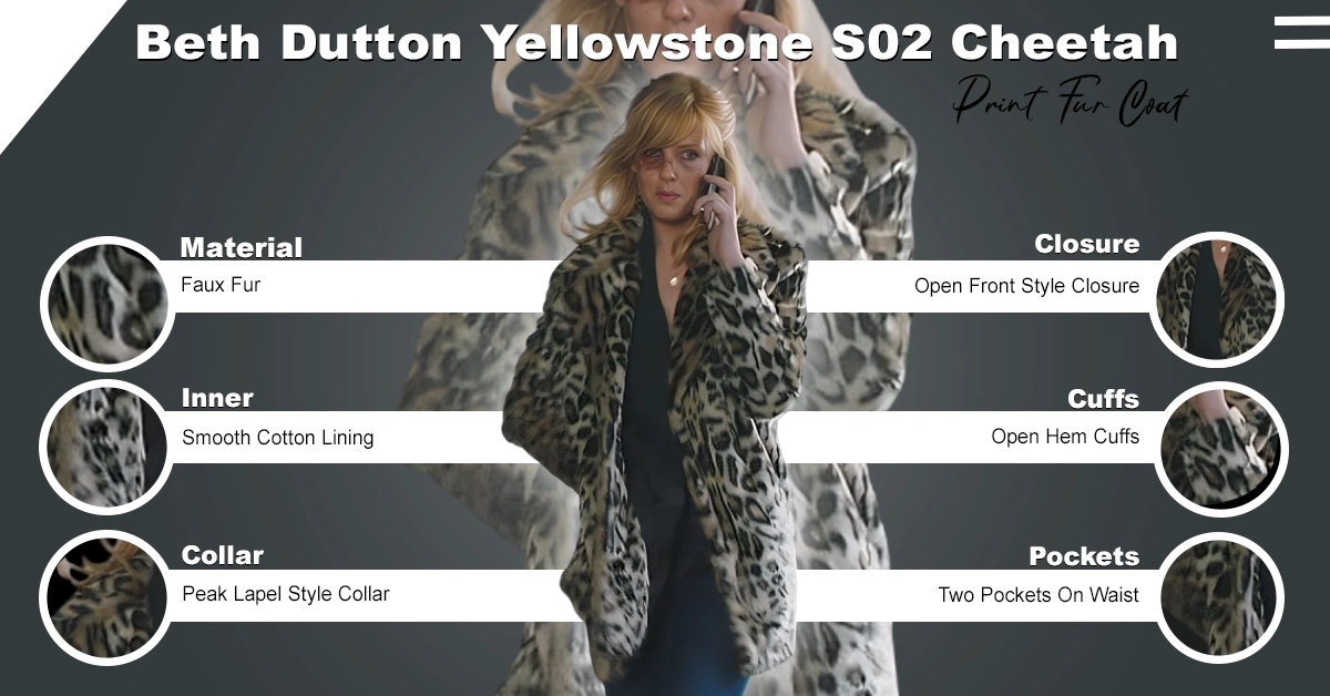 Beth Dutton Yellowstone S02 Cheetah Print Fur Coat