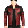 Black and Red Contrast Futuristic Slim Leather Jacket