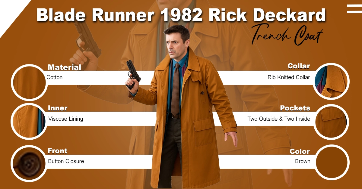 Blade Runner 1982 Rick Deckard Trench Coat