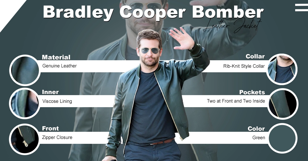 Bradley Cooper Bomber Leather Jacket