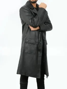 Carlito Brigante Black Leather Trench Coat