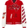 Chicago Bulls Off White Varsity Jacket