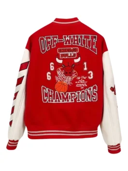 Chicago Bulls Off White Varsity Jacket