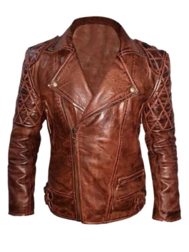 Diamond Quilted Leather Biker Jacket
