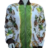 Front view of the Emily in Paris Horse Jacket with a secure zip closure and stand up collar.