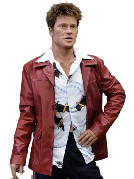 Fight Club Tyler Durden Red Leather Jacket