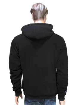 Full-length display of the black Geedup hoodie, a high-quality custom recreation available for global shipping.