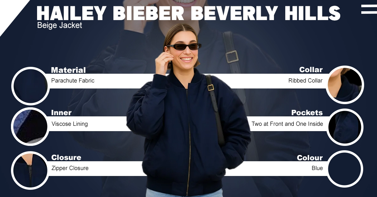 Hailey-Bieber-Navy-Blue-Bomber-Jacket