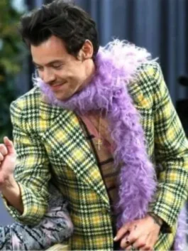 Grammys Harry Styles Checked Blazer