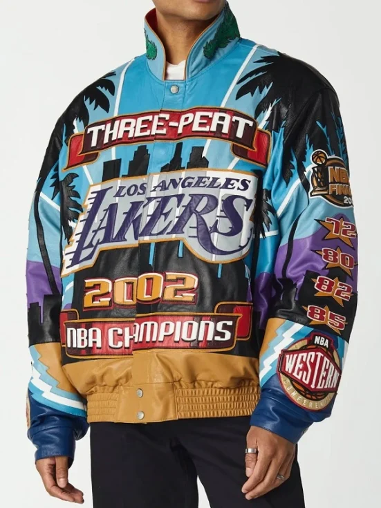 Lakers 3 Peat Jacket 2002 NBA Championship Genuine Leather