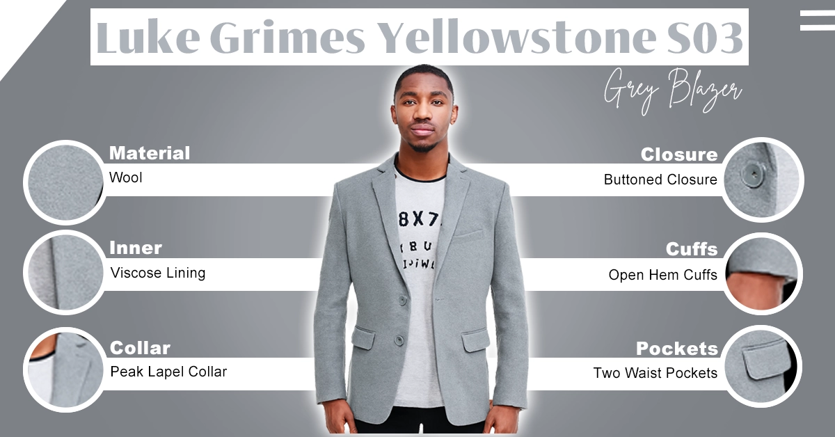 Luke Grimes Yellowstone S03 Grey Blazer
