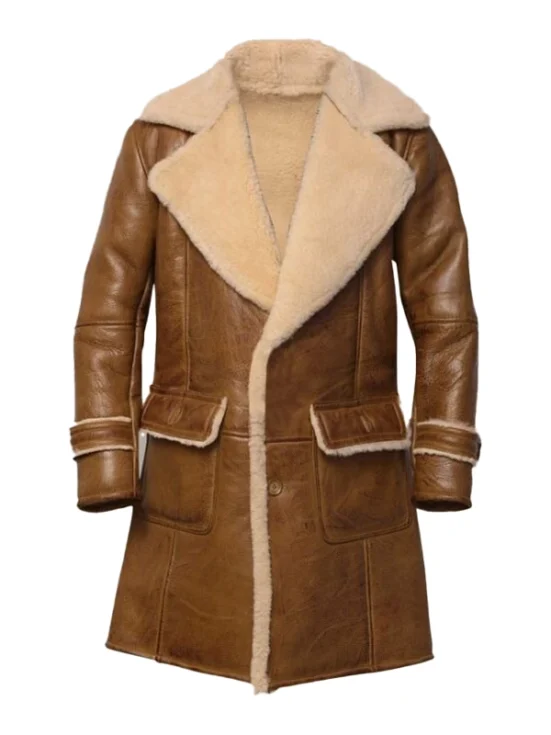Men Brown Shearling Leather Coat