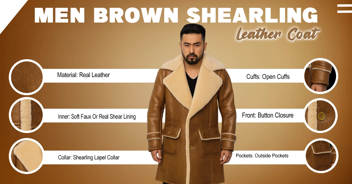 Men Brown Shearling Leather Coat