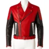 Men Fashion Bikers Red Leather Jacket
