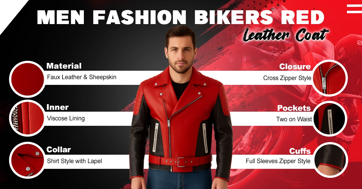 Men-Fashion-Bikers-Red-Leather-Jacket