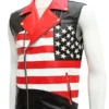 Mens American Flag Motorcycle Leather Vest