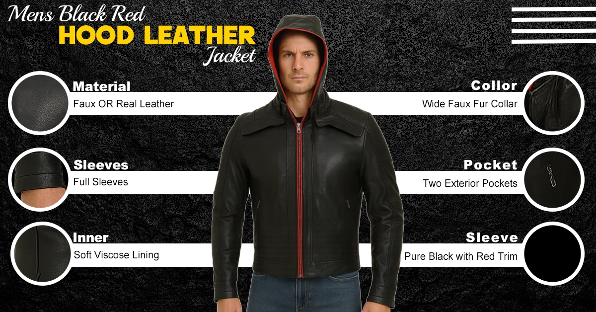 Mens-Black-Red-Hood-Leather-Jacket