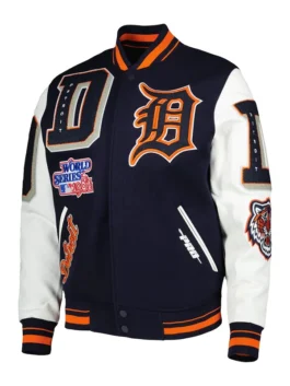 Mens Detroit Tigers Mash Up Logo Varsity Full-zip Jacket