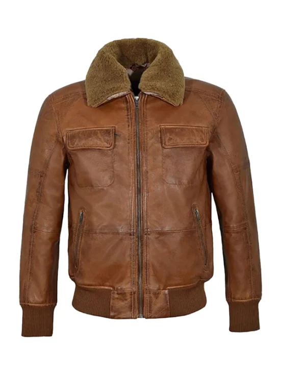 Mens Fur Collar Brown Jacket