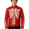 Men’s Red Skeleton Leather Jacket