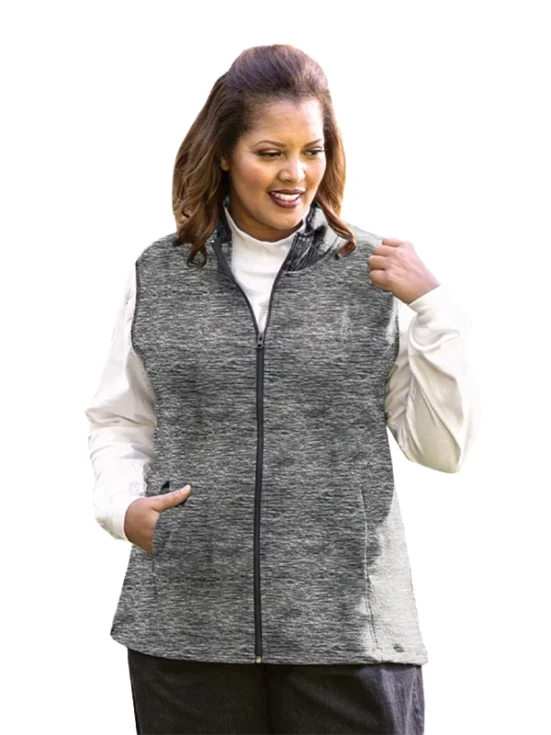 On The Plus Side Lyddie Sleeveless Zip Up Plus Size Fleece Vest