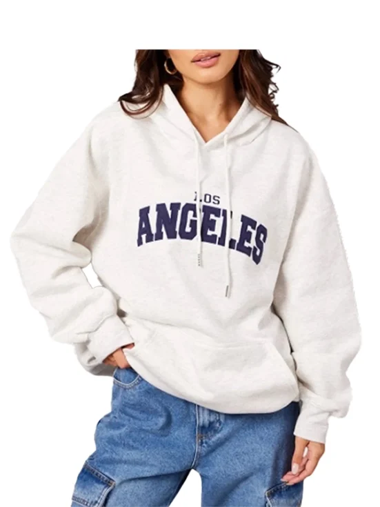 Oversized Grey Graphic Pullover Hoodie