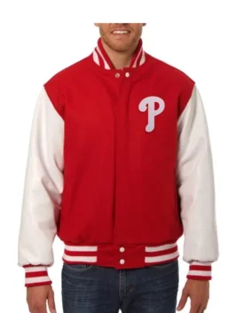 Philadelphia Phillies Letterman Red And White Jacket