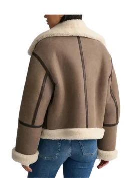 Taylor Swift Shearling Brown Leather Jacket f