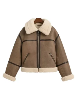 Taylor Swift Shearling Brown Leather Jacket f