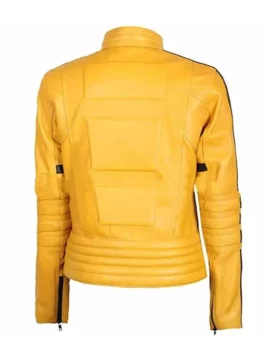 Uma Thurman Kill Bill Yellow Leather Jacket f