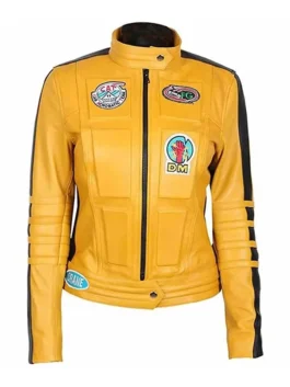 Uma Thurman Kill Bill Yellow Leather Jacket f