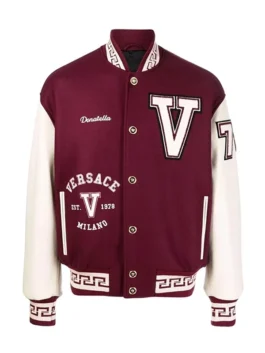 V Felted-Wool and Leather Varsity Jacket f