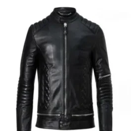 Voguish Bone & Skull Black Leather Jacket For Men