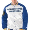White Royal Golden State Warriors Renegade Varsity Satin Jacket