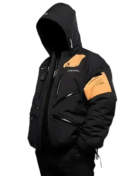 A Death Stranding 2 Jacket in a parachute silhouette with a relaxed and modern drape.