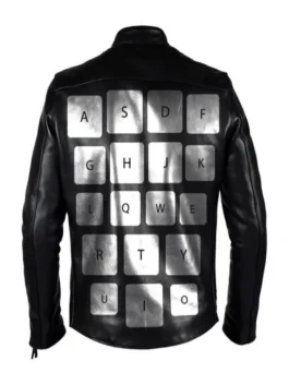 Keyboard Style Black Leather Jacket