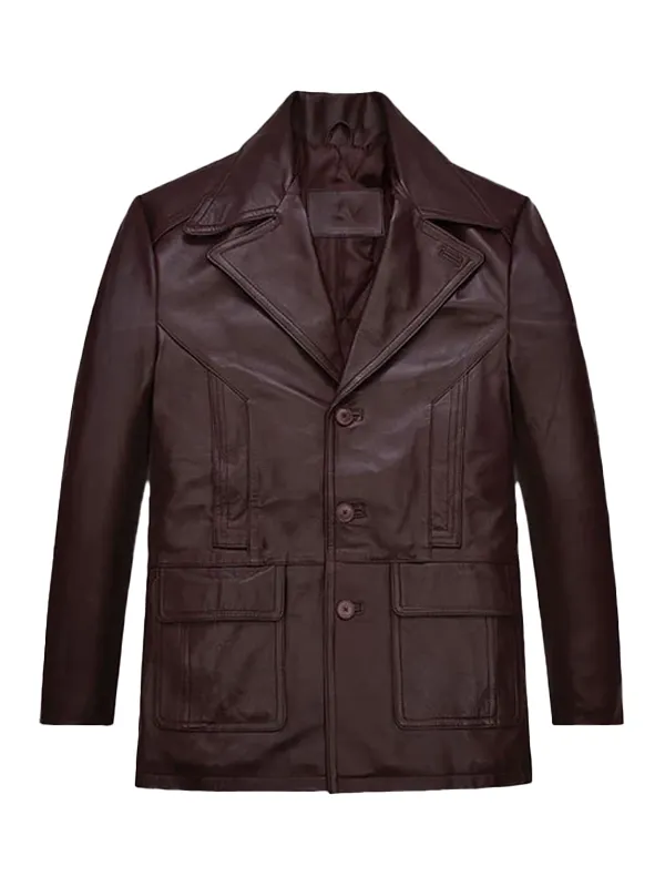 Maroon Leather Blazer Jacket