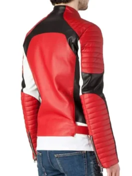 Men Fashion Bikers Red Leather Jacket