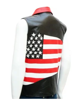 Mens American Flag Motorcycle Leather Vest