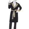 Adult Invisible Man Costume with black and gold robe and bandaged face