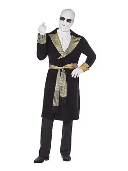 Adult Invisible Man Costume with black and gold robe and bandaged face