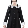 Adult Wednesday Addams Costume — Adult Wednesday Addams Costume featuring black dress and white collar look