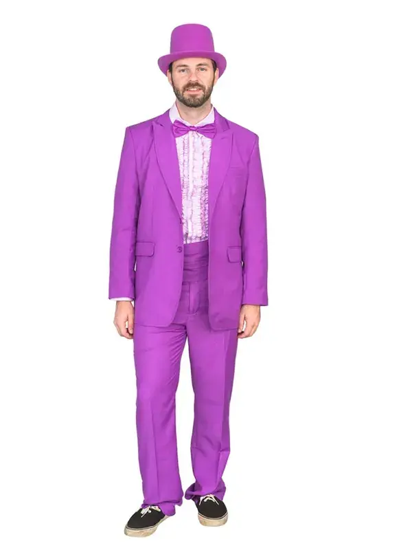 Dumb and dumer suits inspired by the movie characters showing funny colorful tuxedo style.