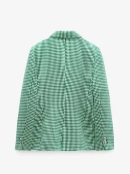Emily in Paris S02 Emily Cooper Green Houndstooth Blazer